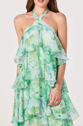 ASTR The Label Daiga Floral Halter Tiered Dress