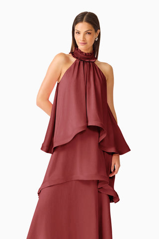 Elliatt Calista Tiered Gown in Burgundy