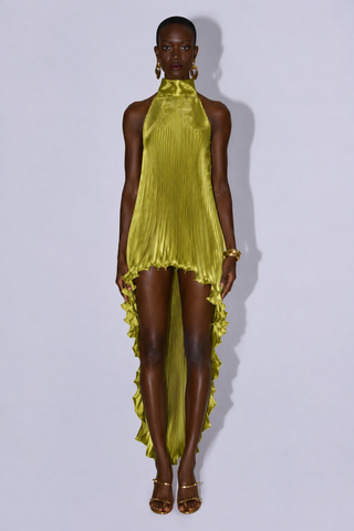 L'idee Caribbean Mini Dress in Chartreuse