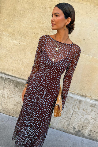 Never Fully Dressed Chocolate Deer Aria Mesh Dress
