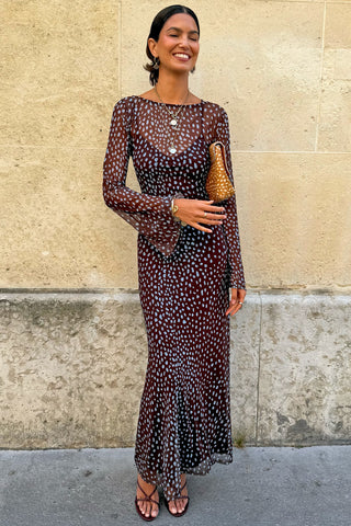 Never Fully Dressed Chocolate Deer Aria Mesh Dress