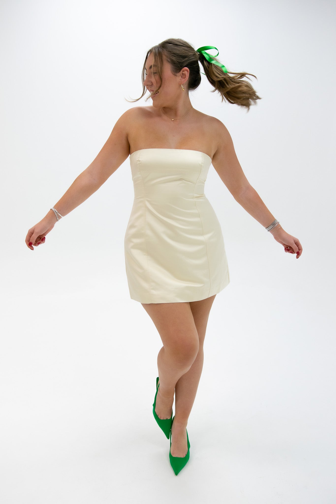 WeWoreWhat Strapless Peplum White Mini Dress
