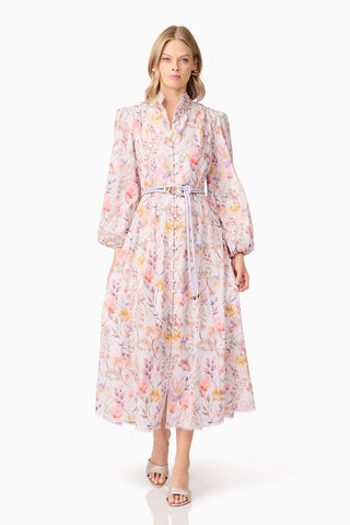 Elliatt Ines Midi Shirt Dress in Purple Floral