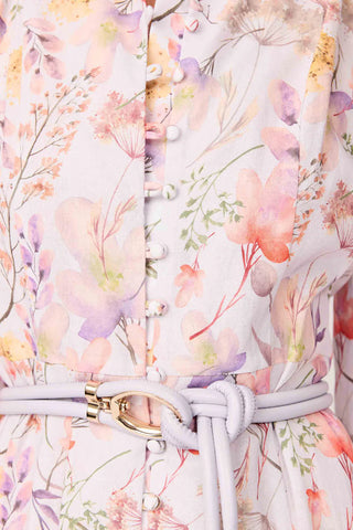 Elliatt Ines Midi Shirt Dress in Purple Floral