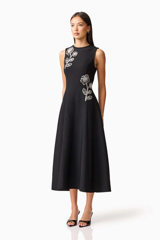 Elliatt Soleil A-Line Midi Dress in Black