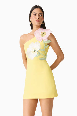 Elliatt Hope One Shoulder Mini Dress in Yellow
