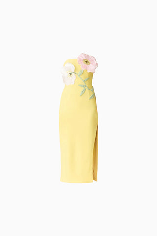 Elliatt Hope Strapless Midi Dress in Yellow
