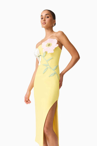 Elliatt Hope Strapless Midi Dress in Yellow