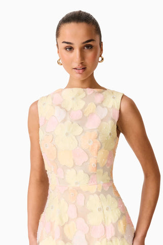 Elliatt Zaria Sleeveless Gown In Yellow Floral