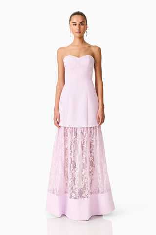 Elliatt Saphine Strapless Lace Gown in Pink