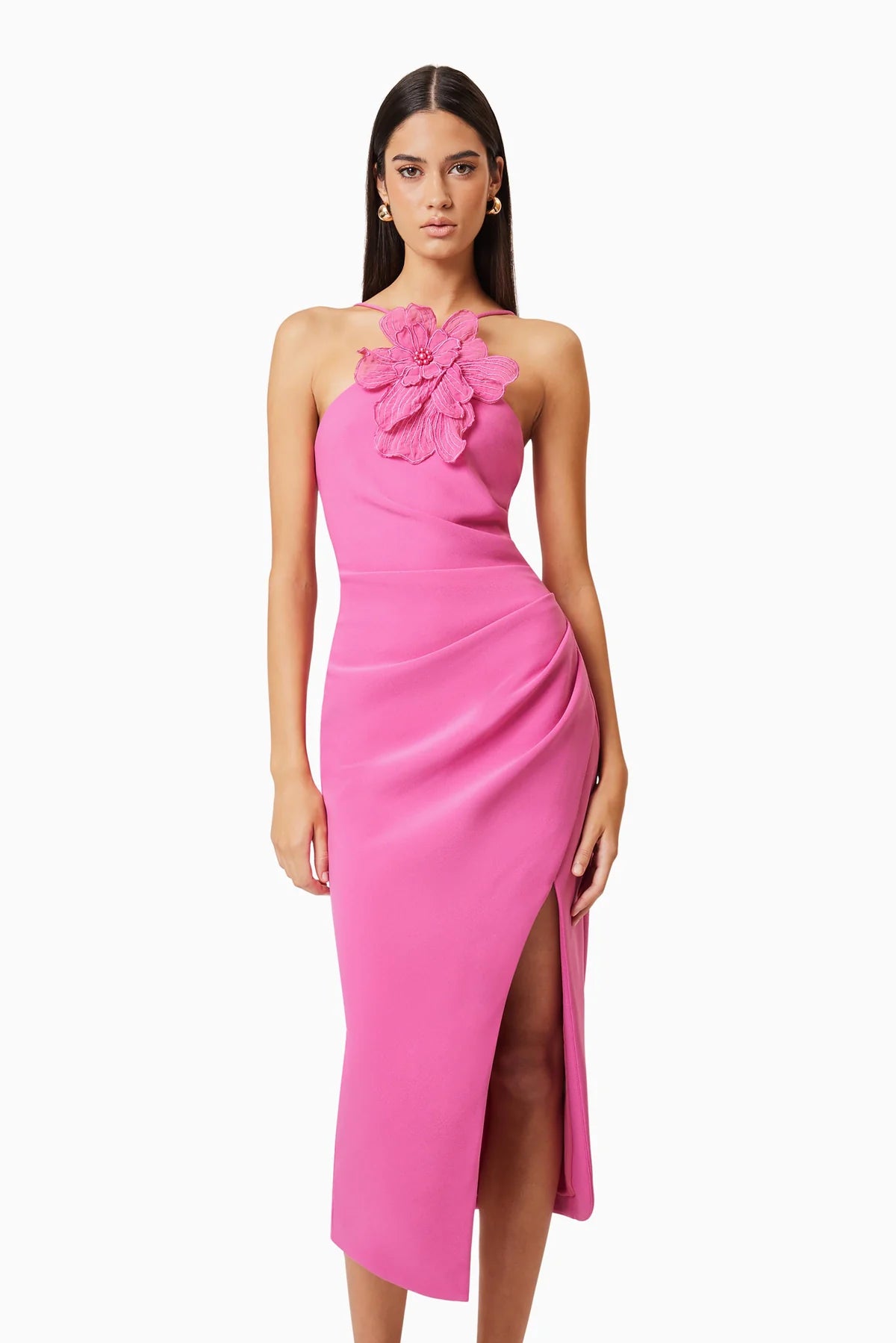 janelle 3d midi dress in pink Janelle 3D Midi Dress In Pink