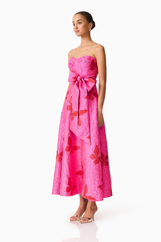 Elliatt Lorena Jacquard Strapless Gown in PInk