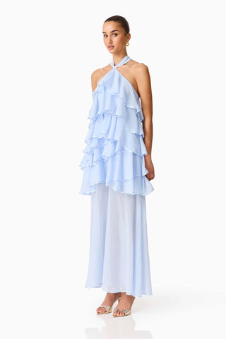 Elliatt Eliane Halter Neck Maxi Dress in Blue