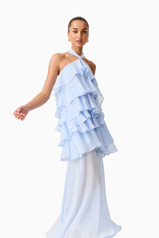 Elliatt Eliane Halter Neck Maxi Dress in Blue