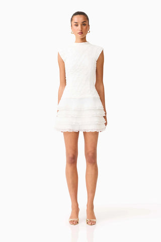 Elliatt Alexandra Tiered Mini Dress in White