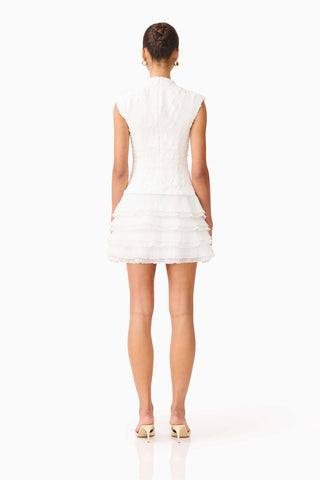 Elliatt Alexandra Tiered Mini Dress in White