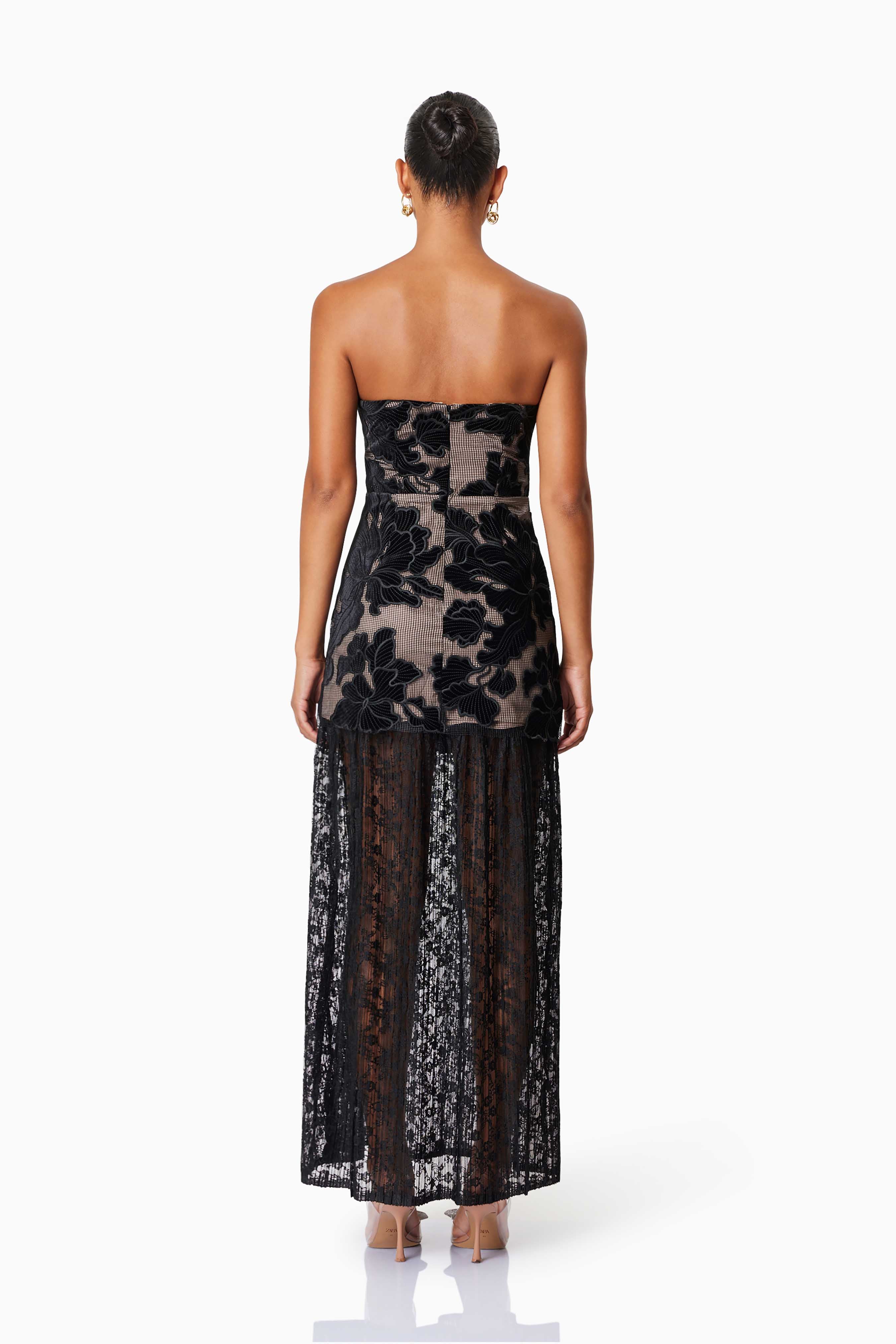 zara black lace maxi dress Zara Off-Shoulder Black Lace Maxi Dress xs