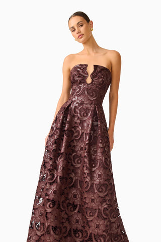 Elliatt Novelle Sweetheart Maxi Dress in Chocolate Brown