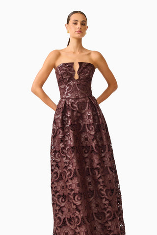 Elliatt Novelle Sweetheart Maxi Dress in Chocolate Brown