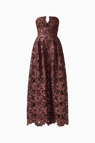 Elliatt Novelle Sweetheart Maxi Dress in Chocolate Brown