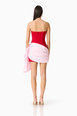 Elliatt June Strapless Mini Dress in Red & Pink