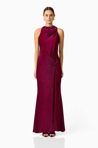 Elliatt Genovia High Neck Gown in Garnet Pink