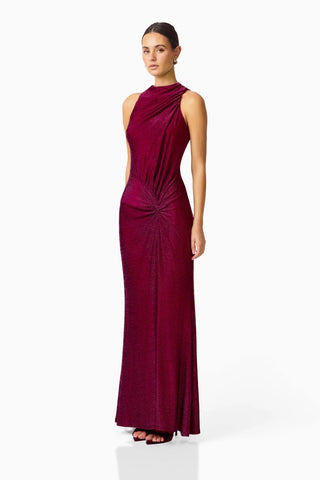 Elliatt Genovia High Neck Gown in Garnet Pink