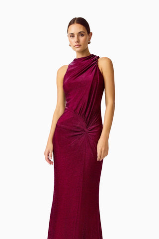 Elliatt Genovia High Neck Gown in Garnet Pink