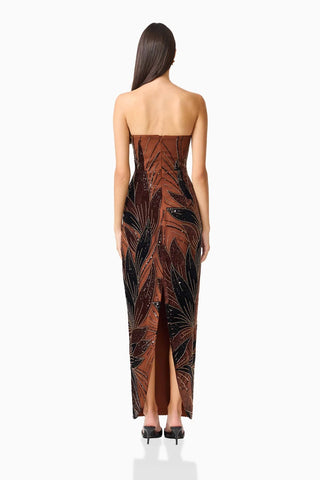 Elliatt Giada Column Gown Dress in Chocolate Brown