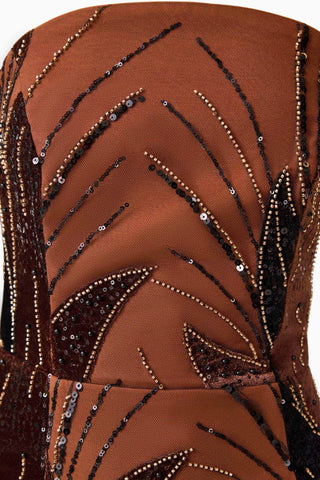 Elliatt Giada Column Gown Dress in Chocolate Brown