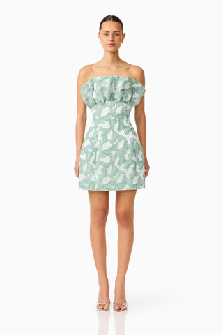 Elliatt Lisette Ruffle Mini Dress in Sea Green