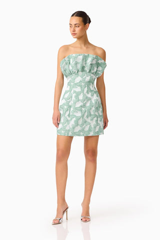 Elliatt Lisette Ruffle Mini Dress in Sea Green