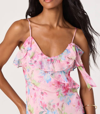 ASTR The Label Amiya Chiffon Maxi in Pink Floral