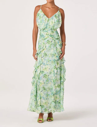 ASTR The Label Brianna Ruffle Chiffon Maxi Dress