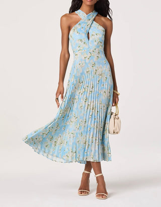 ASTR The Label Samantha Pliss Halter Midi Dress TrenLend ASTR The Label Samantha Pliss Halter Midi Dress TrenLend