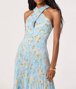 ASTR The Label Samantha Plissé Halter Midi Dress