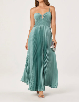 ASTR The Label Alaia Satin Plissé Maxi Dress