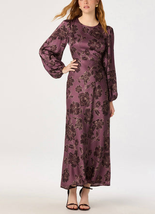 ASTR The Label Quinn Dress in Plum Floral