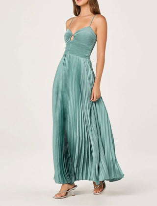 ASTR The Label Alaia Satin Plissé Maxi Dress
