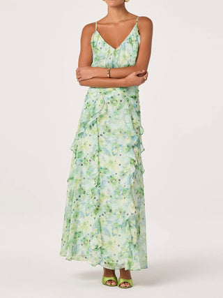 ASTR The Label Brianna Ruffle Chiffon Maxi Dress