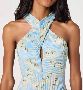 ASTR The Label Samantha Plissé Halter Midi Dress