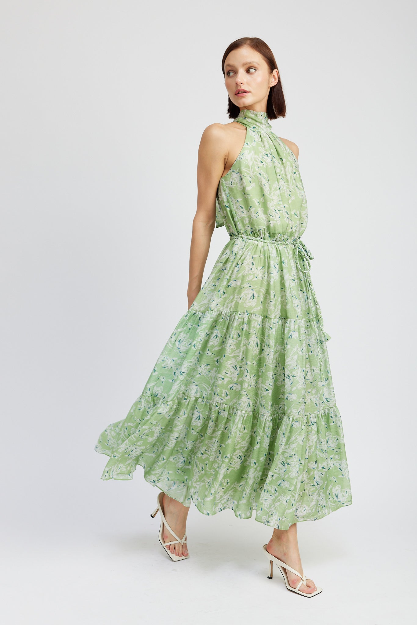 en saison green dress En Saison Women's Laguna Floral-Print Midi Dress