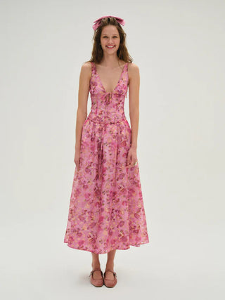 For Love and Lemons Blurred Rose Midi Dress