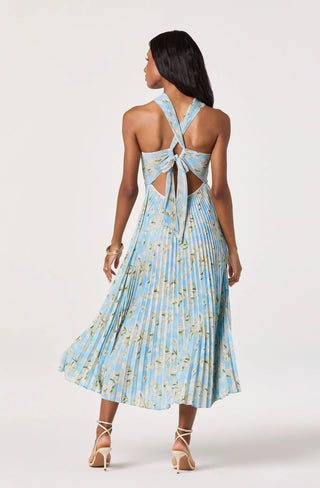 ASTR The Label Samantha Plissé Halter Midi Dress