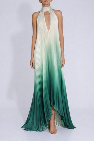 L'idee Opera Gown in Green Milk Ombre