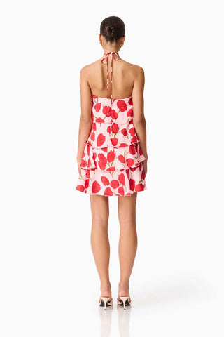Elliatt Melia Halter Mini Dress in Pink & Red Floral