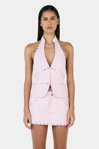 Ownley Selma Studded Top in Baby Pink