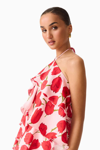 elliatt red flower dress ELLIATT x REVOLVE Evanora Gown in Red