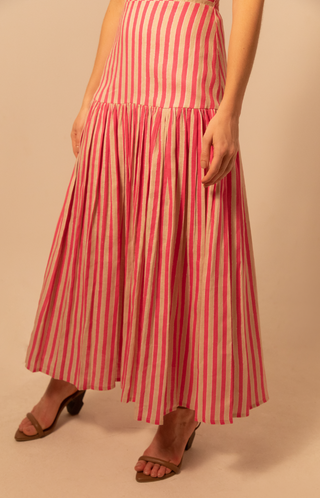 Kleid Aithana Maxi in Magenta Stripe