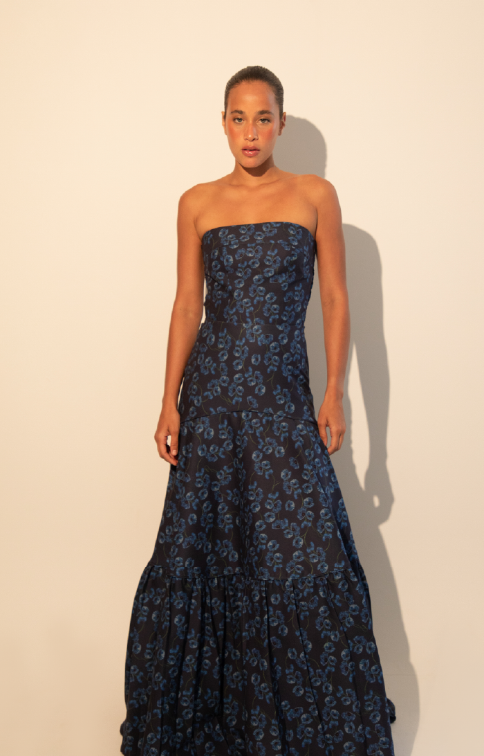 Kleid Iris Maxi in Poppy Dark Blue